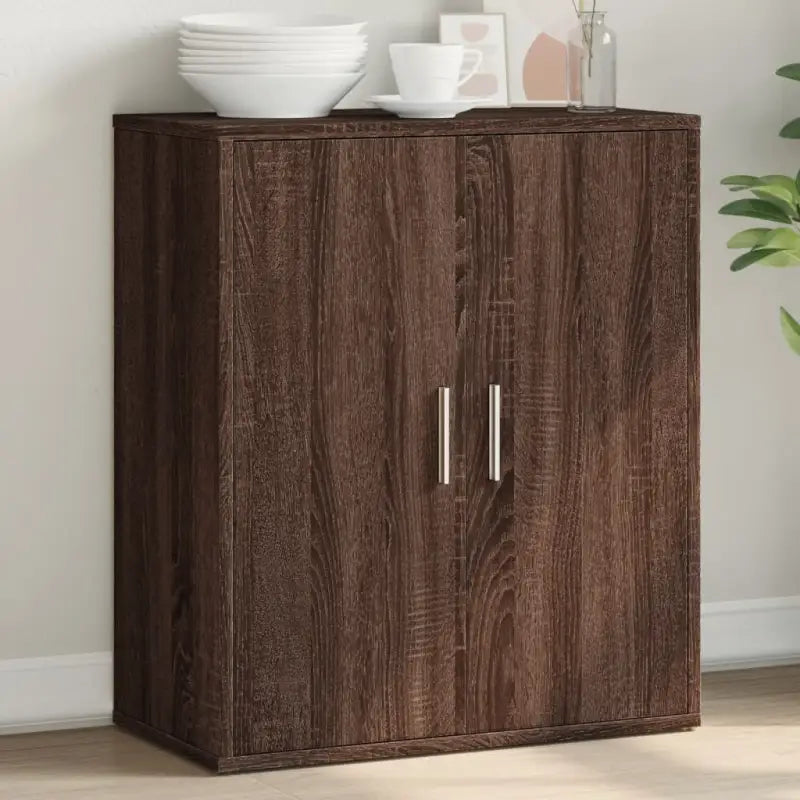 Bewerkte hout Dressoir met stevig en trendy ontwerp - bruin eikenkleur / 1 - Dressoirs & buffetkasten