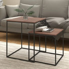 Bewerkte hout salontafels set met elkaar passende tafeltjes - Zwart en bruin / 2 - Salontafels