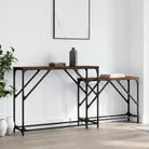Bewerkte hout wandtafels met metalen frame voor elegante interieurdecoratie - bruin eikenkleur / 1 - Bijzettafels