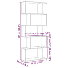 Bewerkte Houten Boekenkast Kamerscherm met Geometrisch Design - Boekenkasten