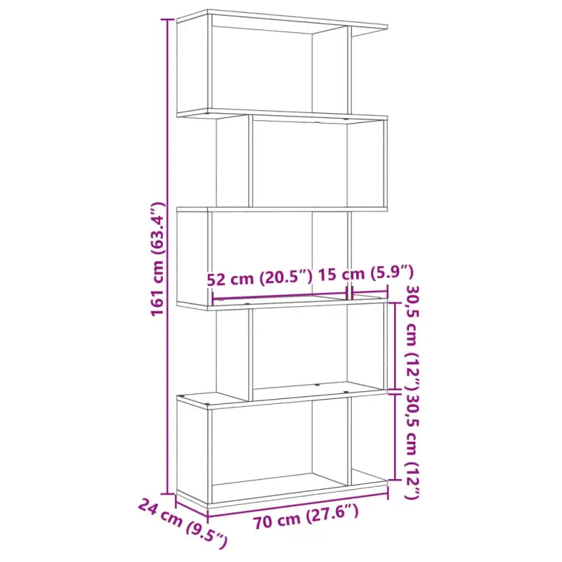 Bewerkte Houten Boekenkast Kamerscherm met Geometrisch Design - Boekenkasten
