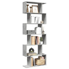 Bewerkte Houten Boekenkast Kamerscherm met Geometrisch Design - Betongrijs / 1 / 193 cm - Boekenkasten