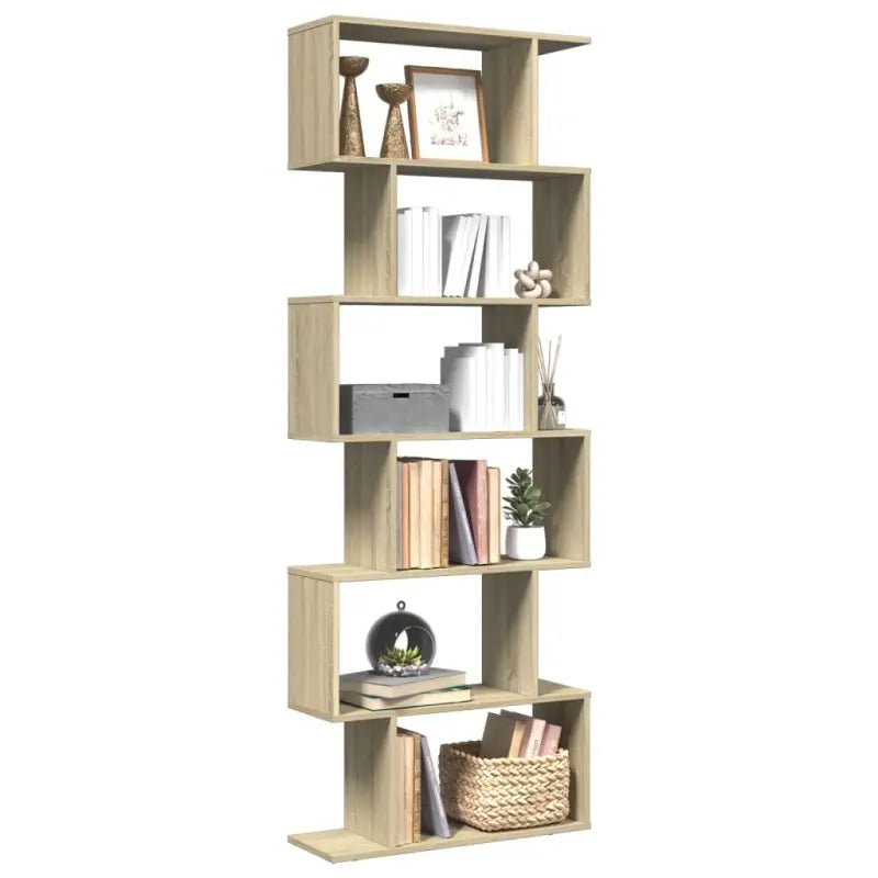 Bewerkte Houten Boekenkast Kamerscherm met Geometrisch Design - Sonoma eiken / 1 / 193 cm - Boekenkasten