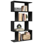 Bewerkte Houten Boekenkast Kamerscherm met Geometrisch Design - Zwart / 1 / 129 cm - Boekenkasten