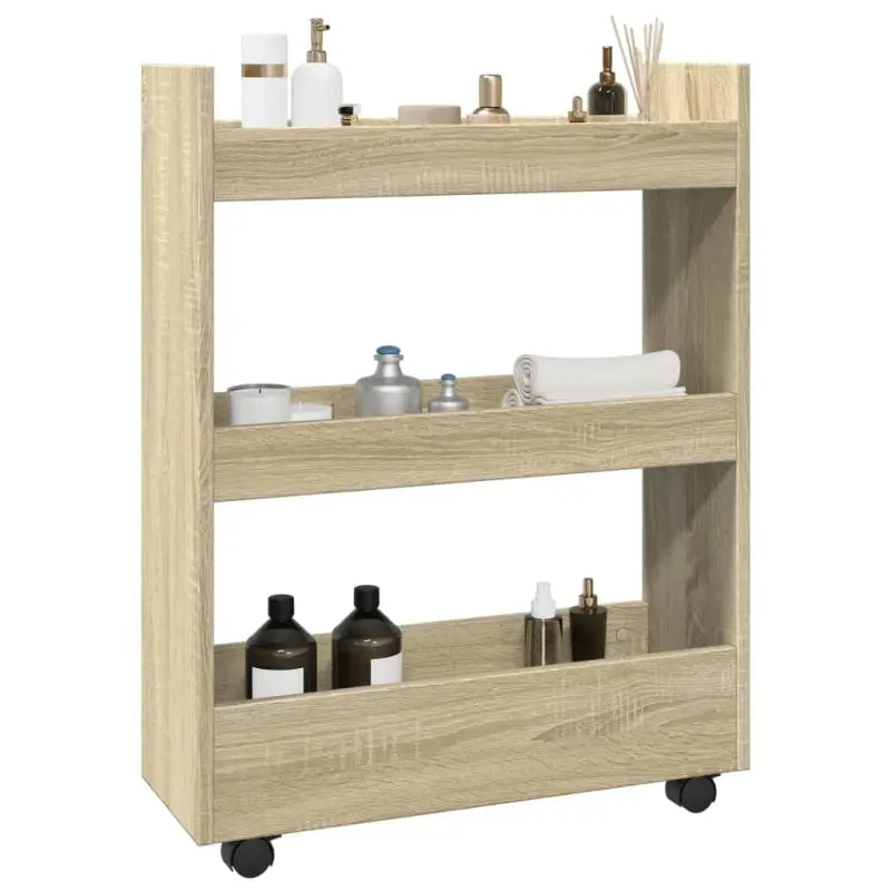 Bewerkte Houten Keukentrolley voor Decoratie en Praktisch Gebruik - Sonoma eiken - Keukentrolleys