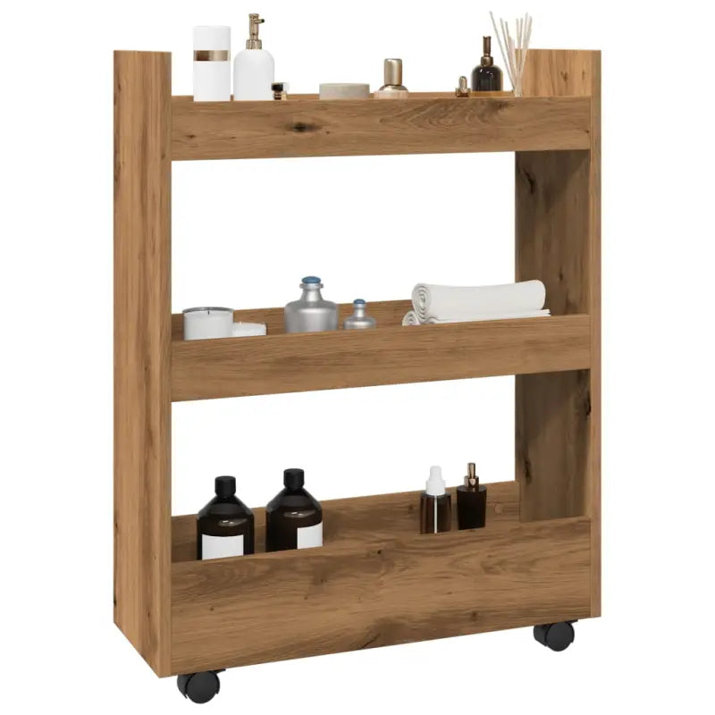 Bewerkte Houten Keukentrolley voor Decoratie en Praktisch Gebruik - artisian oak - Keukentrolleys