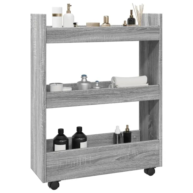 Bewerkte Houten Keukentrolley voor Decoratie en Praktisch Gebruik - Grijs sonoma - Keukentrolleys