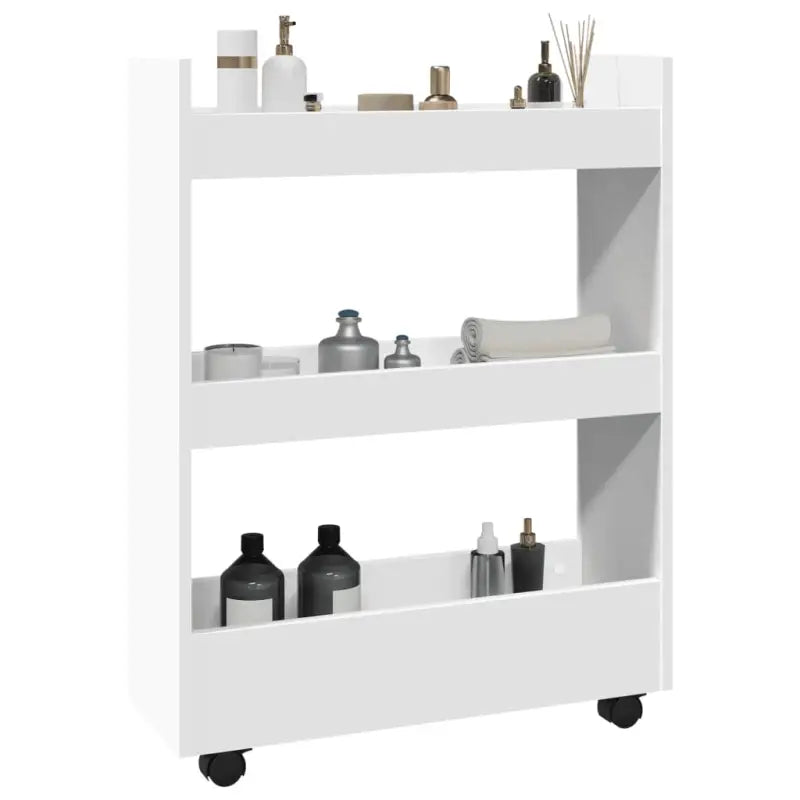 Bewerkte Houten Keukentrolley voor Decoratie en Praktisch Gebruik - Wit - Keukentrolleys