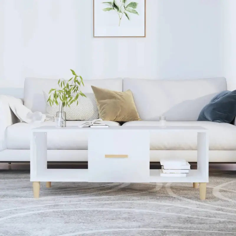Bewerkte Houten Salontafel met Sterke en Vochtbestendige Afwerking - Wit / 1 - Salontafels
