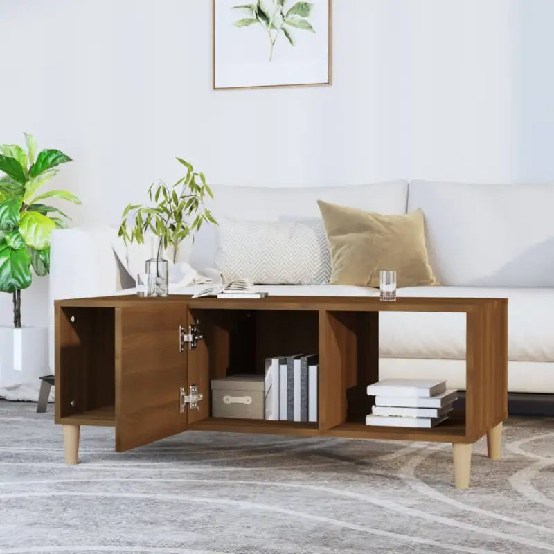 Bewerkte Houten Salontafel met Sterke en Vochtbestendige Afwerking - Salontafels