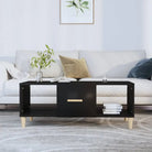 Bewerkte Houten Salontafel met Sterke en Vochtbestendige Afwerking - Zwart / 1 - Salontafels
