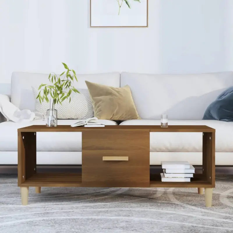 Bewerkte Houten Salontafel met Sterke en Vochtbestendige Afwerking - Salontafels