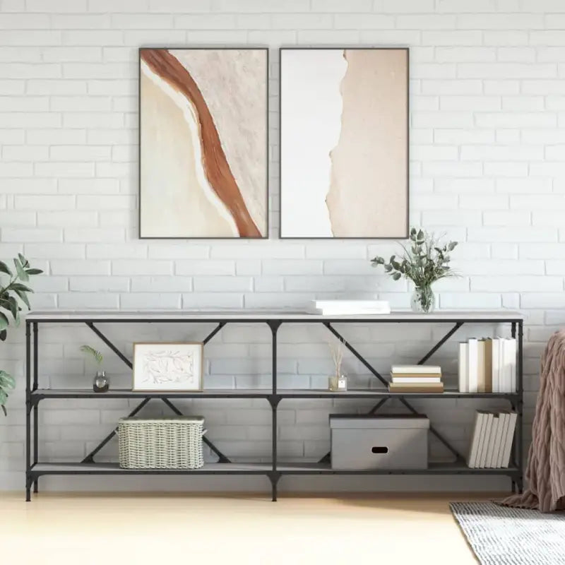 Beyzetafel grijs Sonoma eiken met verstelbare poten van bewerkt hout - Grijs sonoma / 1 / 200 cm - Bijzettafels