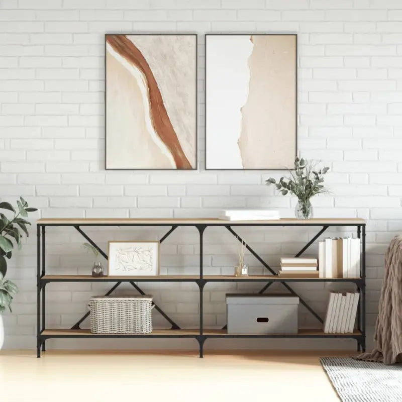 Beyzetafel grijs Sonoma eiken met verstelbare poten van bewerkt hout - Sonoma eiken / 1 / 180 cm - Bijzettafels