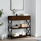 Bijzettafel grijs sonoma met bewerkt hout en verstelbare poten - bruin eikenkleur / 1 / 75 cm - Bijzettafels