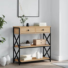 Bijzettafel grijs sonoma met bewerkt hout en verstelbare poten - Sonoma eiken / 1 / 75 cm - Bijzettafels