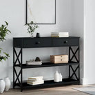 Bijzettafel grijs sonoma met bewerkt hout en verstelbare poten - Zwart / 1 / 100 cm - Bijzettafels