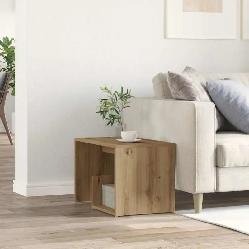 Bijzettafel in grijs Sonoma met bewerkt hout voor moderne interieurs - artisanaal eikenkleurig / 1 - Bijzettafels
