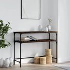Bijzettafel met bewerkt hout en metalen frame met verstelbare poten - Gerookt eiken / 1 / 100 cm - Bijzettafels