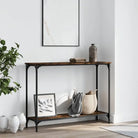 Bijzettafel met bewerkt hout en metalen frame met verstelbare poten - Gerookt eiken / 1 / 101 cm - Bijzettafels