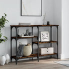Bijzettafel met bewerkt hout en metalen frame met verstelbare poten - Gerookt eiken / 1 / 102 cm - Bijzettafels