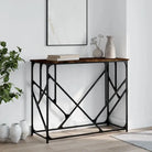 Bijzettafel met bewerkt hout en metalen frame met verstelbare poten - Gerookt eiken / 1 - Bijzettafels