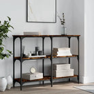 Bijzettafel met bewerkt hout en metalen frame met verstelbare poten - Gerookt eiken / 1 / 100 cm - Bijzettafels