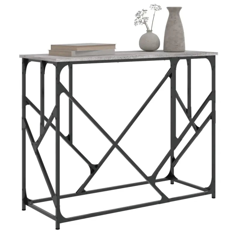 Bijzettafel met bewerkt hout en metalen frame met verstelbare poten - Bijzettafels