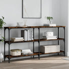 Bijzettafel met bewerkt hout en metalen frame met verstelbare poten - Bijzettafels