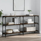 Bijzettafel met bewerkt hout en metalen frame met verstelbare poten - bruin eikenkleur / 1 / 150 cm - Bijzettafels