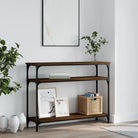Bijzettafel met bewerkt hout en metalen frame met verstelbare poten - bruin eikenkleur / 1 / 100 cm - Bijzettafels