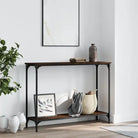 Bijzettafel met bewerkt hout en metalen frame met verstelbare poten - bruin eikenkleur / 1 / 101 cm - Bijzettafels