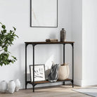 Bijzettafel met bewerkt hout en metalen frame met verstelbare poten - bruin eikenkleur / 1 / 75 cm - Bijzettafels