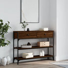 Bijzettafel met bewerkt hout en metalen frame met verstelbare poten - bruin eikenkleur / 1 / 100 cm - Bijzettafels