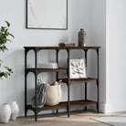 Bijzettafel met bewerkt hout en metalen frame met verstelbare poten - bruin eikenkleur / 1 / 80 cm - Bijzettafels