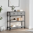 Bijzettafel met bewerkt hout en metalen frame met verstelbare poten - Grijs sonoma / 1 / 72.5 cm - Bijzettafels