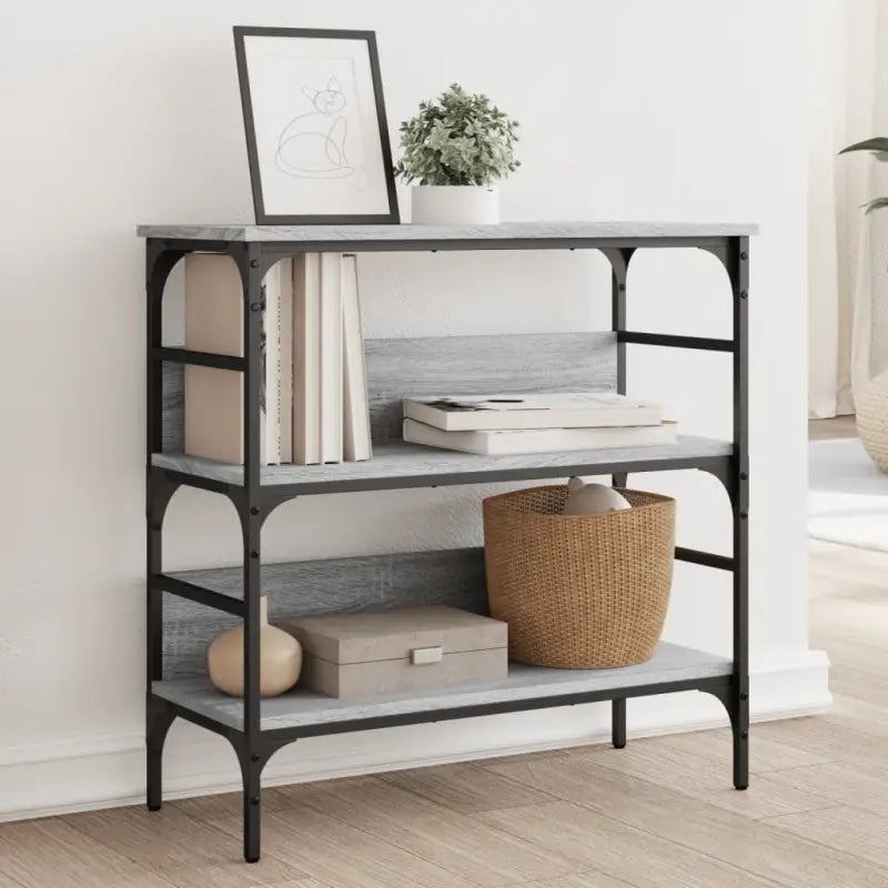 Bijzettafel met bewerkt hout en metalen frame met verstelbare poten - Grijs sonoma / 1 / 75 cm - Bijzettafels