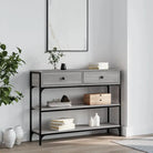Bijzettafel met bewerkt hout en metalen frame met verstelbare poten - Grijs sonoma / 1 / 100 cm - Bijzettafels