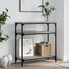 Bijzettafel met bewerkt hout en metalen frame met verstelbare poten - Grijs sonoma / 1 / 75 cm - Bijzettafels