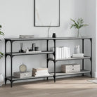 Bijzettafel met bewerkt hout en metalen frame met verstelbare poten - Grijs sonoma / 1 / 160 cm - Bijzettafels