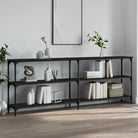 Bijzettafel met bewerkt hout en metalen frame met verstelbare poten - Zwart / 1 / 200 cm - Bijzettafels