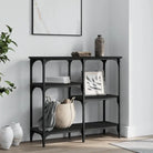 Bijzettafel met bewerkt hout en metalen frame met verstelbare poten - Zwart / 1 / 80 cm - Bijzettafels