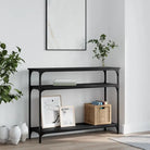 Bijzettafel met bewerkt hout en metalen frame met verstelbare poten - Zwart / 1 / 100 cm - Bijzettafels