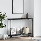 Bijzettafel met bewerkt hout en metalen frame met verstelbare poten - Zwart / 1 / 101 cm - Bijzettafels