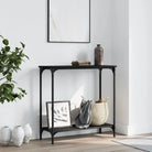 Bijzettafel met bewerkt hout en metalen frame met verstelbare poten - Zwart / 1 / 75 cm - Bijzettafels
