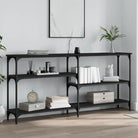 Bijzettafel met bewerkt hout en metalen frame met verstelbare poten - Zwart / 1 / 160 cm - Bijzettafels
