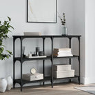 Bijzettafel met bewerkt hout en metalen frame met verstelbare poten - Zwart / 1 / 100 cm - Bijzettafels