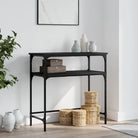 Bijzettafel met bewerkt hout en metalen frame met verstelbare poten - Zwart / 1 / 75 cm - Bijzettafels