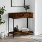 Bijzettafel met bewerkt hout en metalen frame voor elegante ruimtes - Gerookt eiken / 1 / 75 cm - Bijzettafels