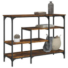 Bijzettafel met bewerkt hout en metalen frame voor elegante ruimtes - Gerookt eiken / 1 - Bijzettafels
